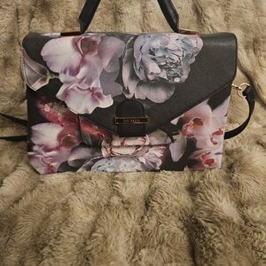 Ted Baker Black and Pink Floral Satchel